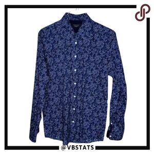 Lindbergh Black Label Navy/Purple/Blue Floral Print Dress Shirt Size Large